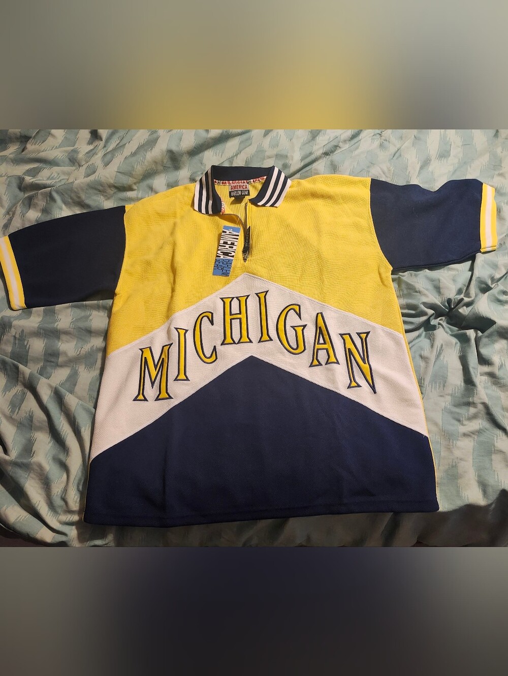 NWT Vintage Michigan Wolverines Jersey Pullover 1/4 Zip 90s Men's Size Large.